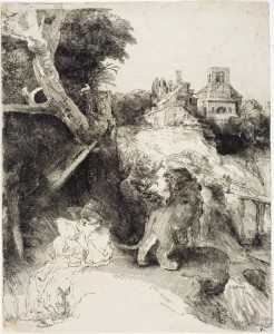 Rembrandt, S. Gerolamo che legge inj un paesaggio italiano