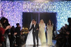 Bruno Caruso in passerella con le sue modelle al defilee 2016